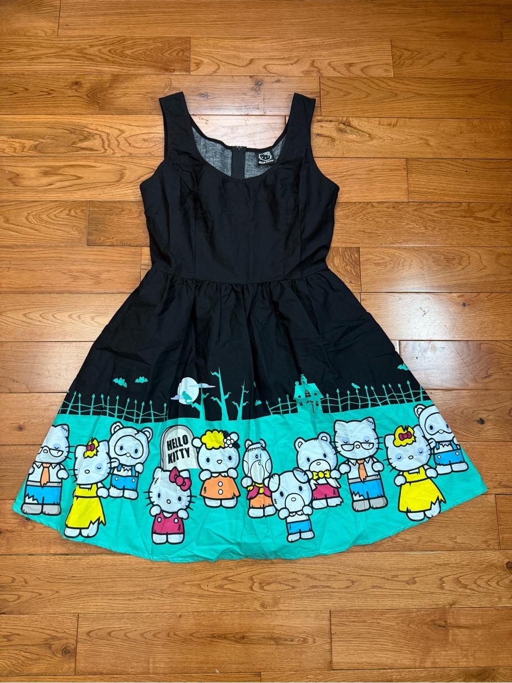 ModCloth x Hello Kitty ‘Groovin Graveyard’ Fit & Flare Cotton Dress NWT
